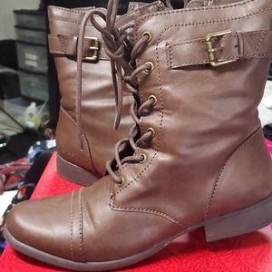 Brown combat boots